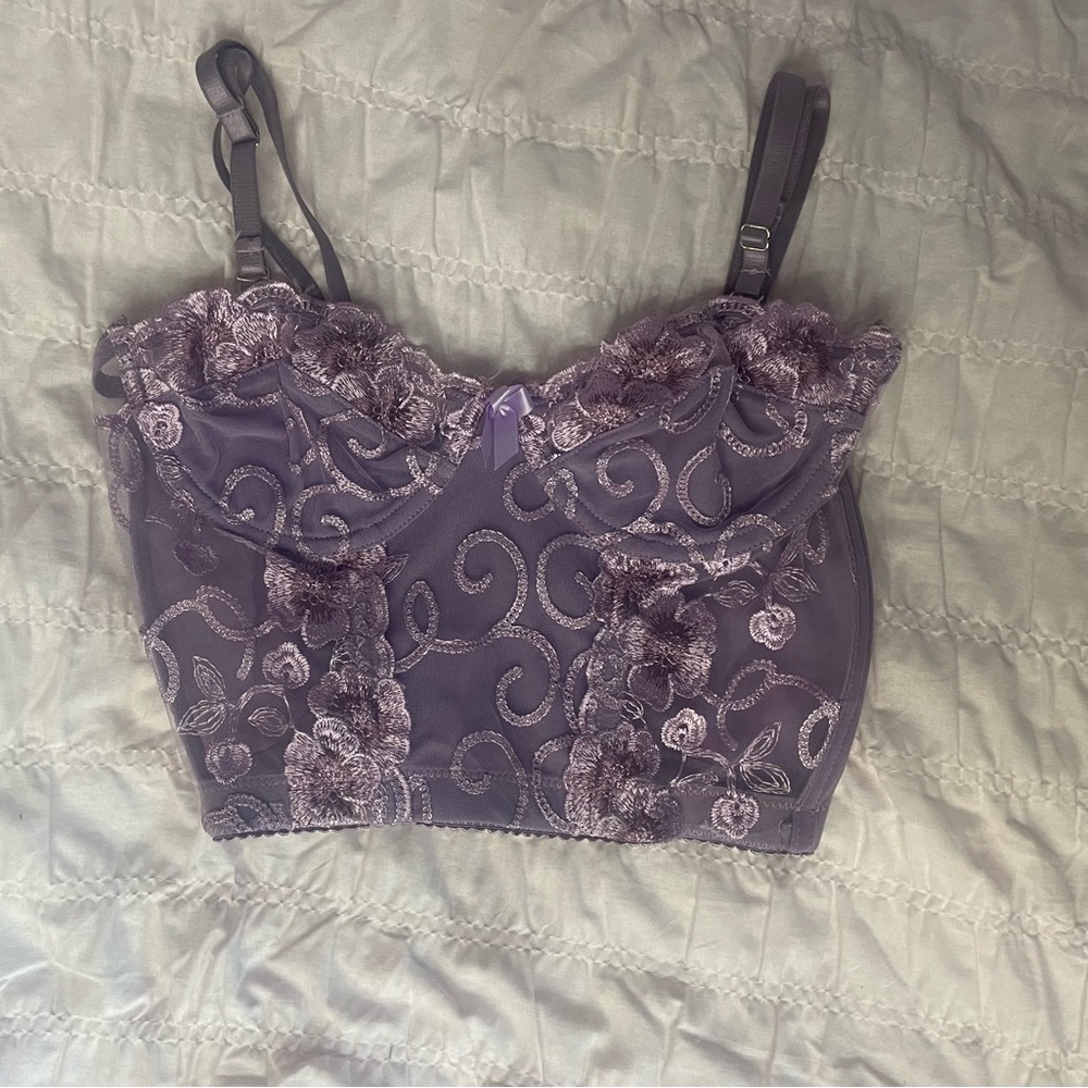 Purple Fairy Core Flower Corset Top - Picture 1 of 3
